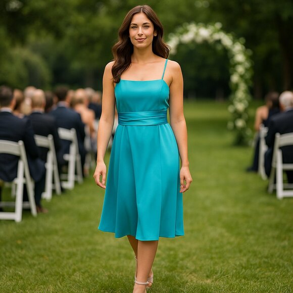 CHICA Turquoise Satin Cocktail Dress – XL - Picture 2 of 7